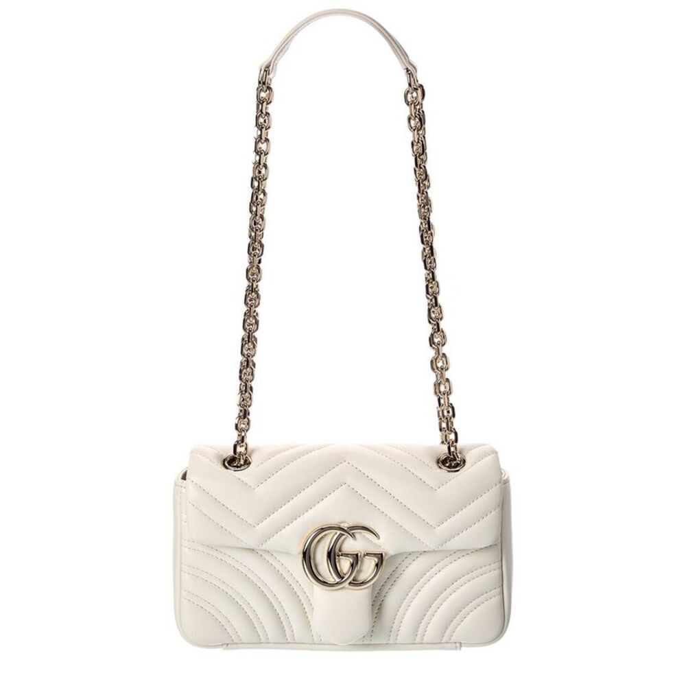 Gucci Gg Marmont Small Leather Shoulder Bag, White
